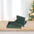 Set Of 3 Wooden Tray With Handle (Green)