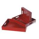Set Of 3 Wooden Tray With Handle (Red)