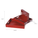 Set Of 3 Wooden Tray With Handle (Red)