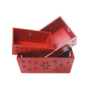 Set Of 3 Snowflake Cut Out Wooden Storage Basket (Red)