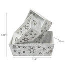 Set Of 3 Snowflake Cut Out Wooden Storage Basket (White)