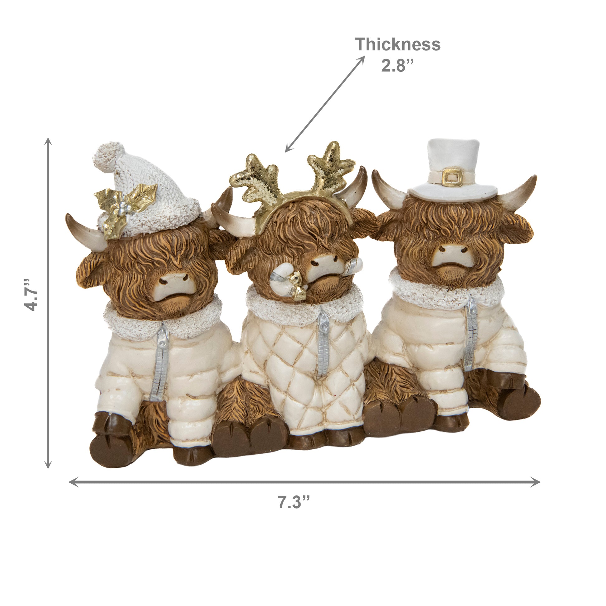 Polyresin Triple Highland Cow Figurine, Figurine, Holiday Decor