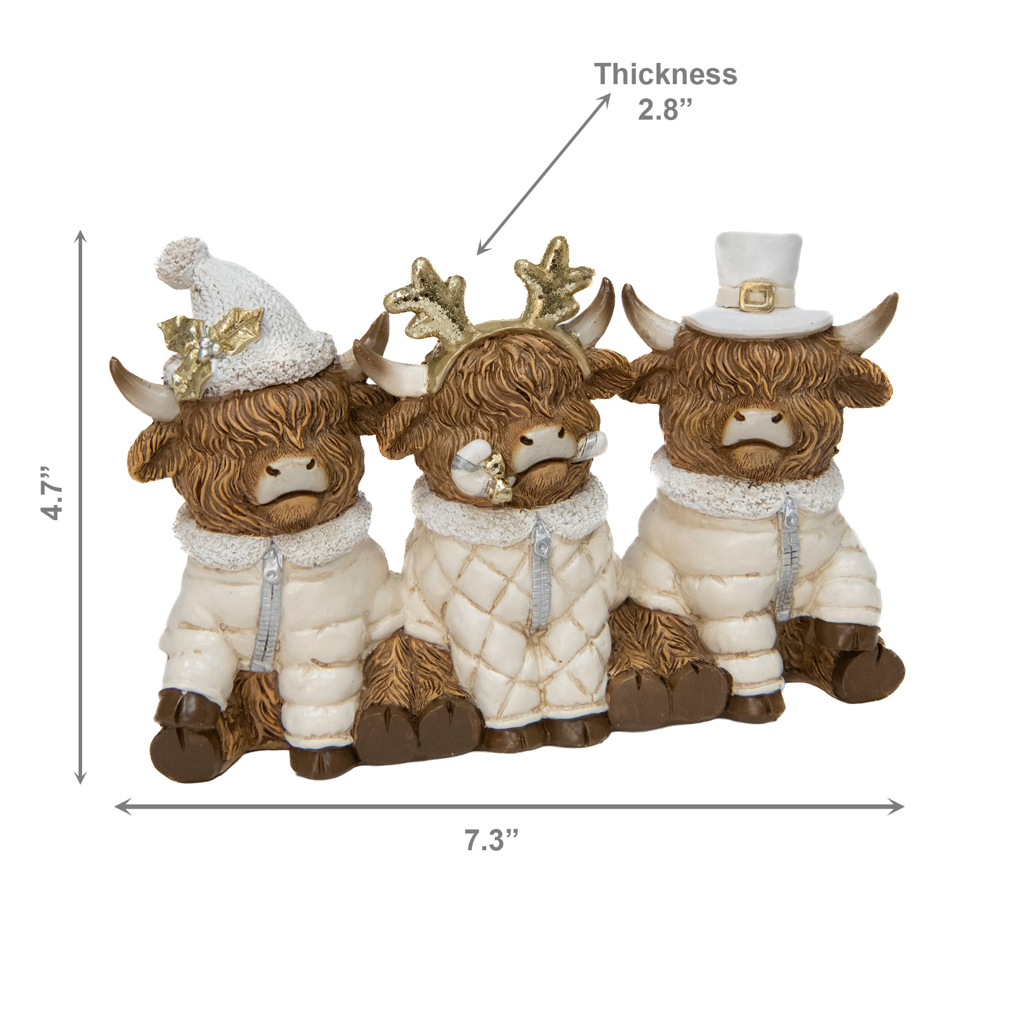 Polyresin Triple Highland Cow Figurine, Figurine, Holiday Decor