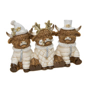Polyresin Triple Highland Cow Figurine, Figurine, Holiday Decor