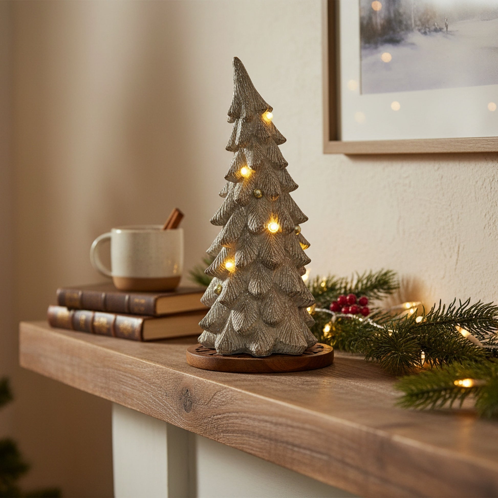 LED Polyresin Swaying Christmas Tree, Christmas, Holiday Decor