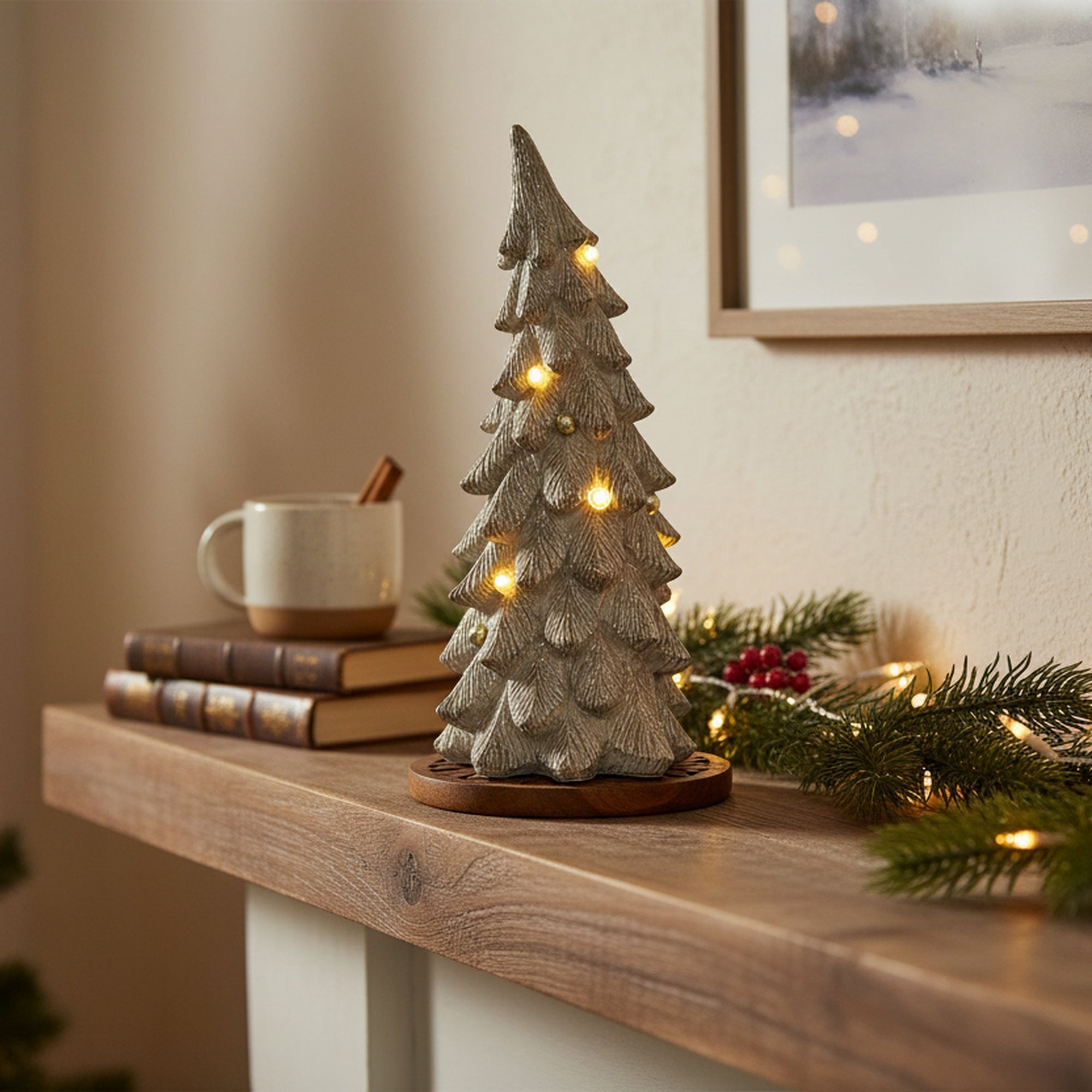 LED Polyresin Swaying Christmas Tree, Christmas, Holiday Decor