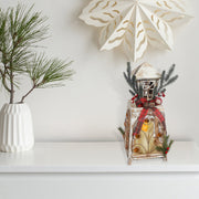 LED Wooden Tower Lantern – Christmas Tabletop Decoration, Holiday Home Accent, Festive Winter Decor