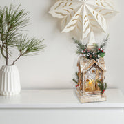 LED Wooden Bell Tower Lantern – Christmas Tabletop Decoration, Holiday Home Accent, Festive Winter Decor