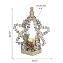 Led Wood Beaded Star Open Lantern