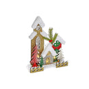 Led Snow Covered Wooden Glitter Triple House