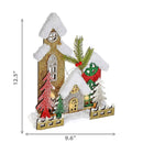 Led Snow Covered Wooden Glitter Triple House