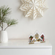 LED Snow Covered Wooden Glitter Village 15.3" – Christmas Tabletop Decoration, Holiday Home Accent, Festive Winter Decor