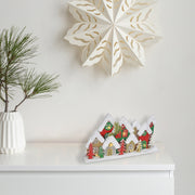 LED Snow Covered Wooden Glitter Village 17" – Christmas Tabletop Decoration, Holiday Home Accent, Festive Winter Decor