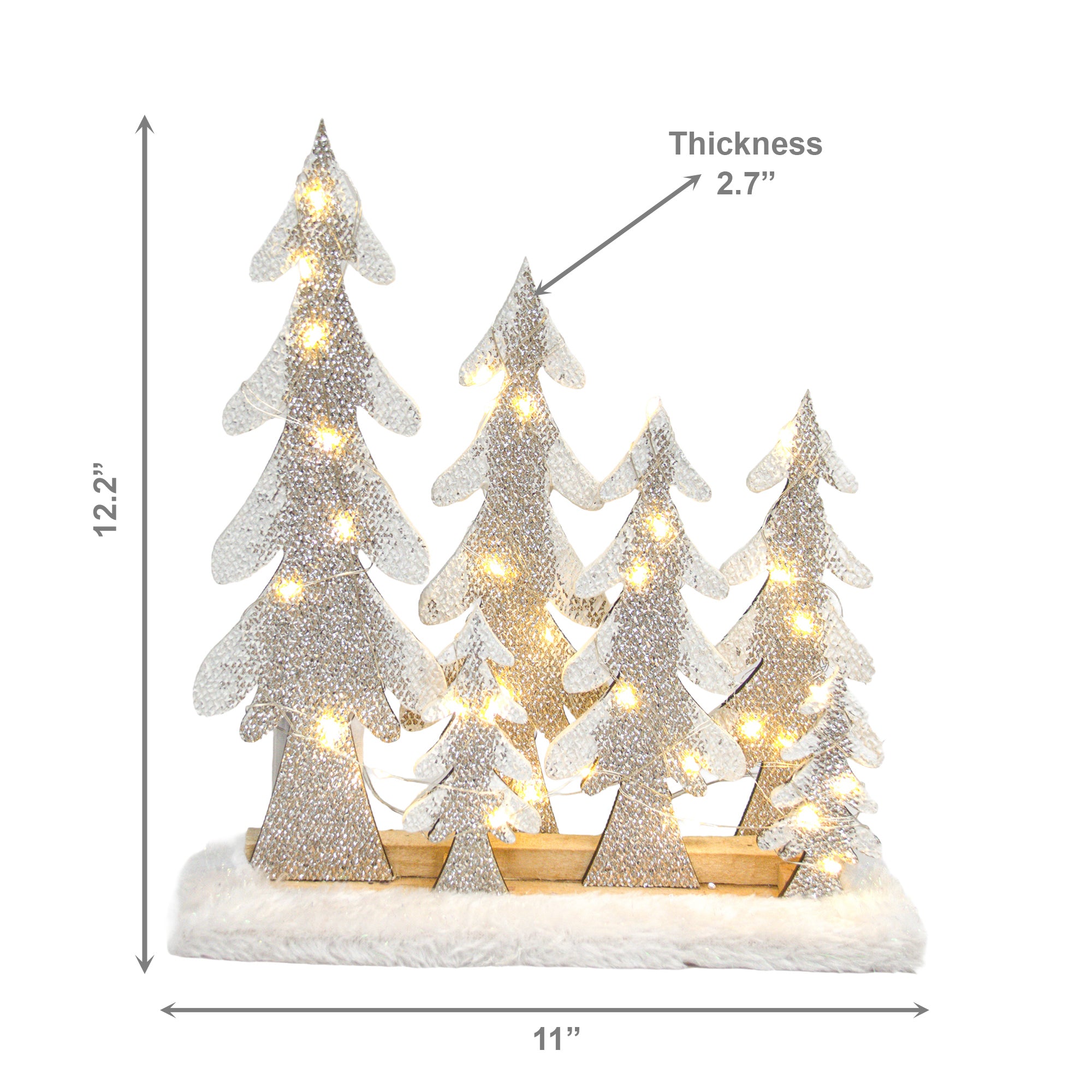 LED Snow Covered White Trees 12.2", Winter, Holiday Decor