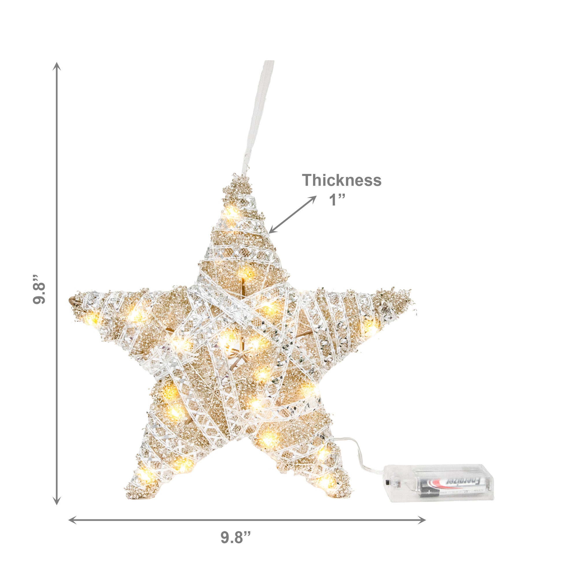 LED Silver Tinsel Star 10", Tinsel Decor, Holiday Decor