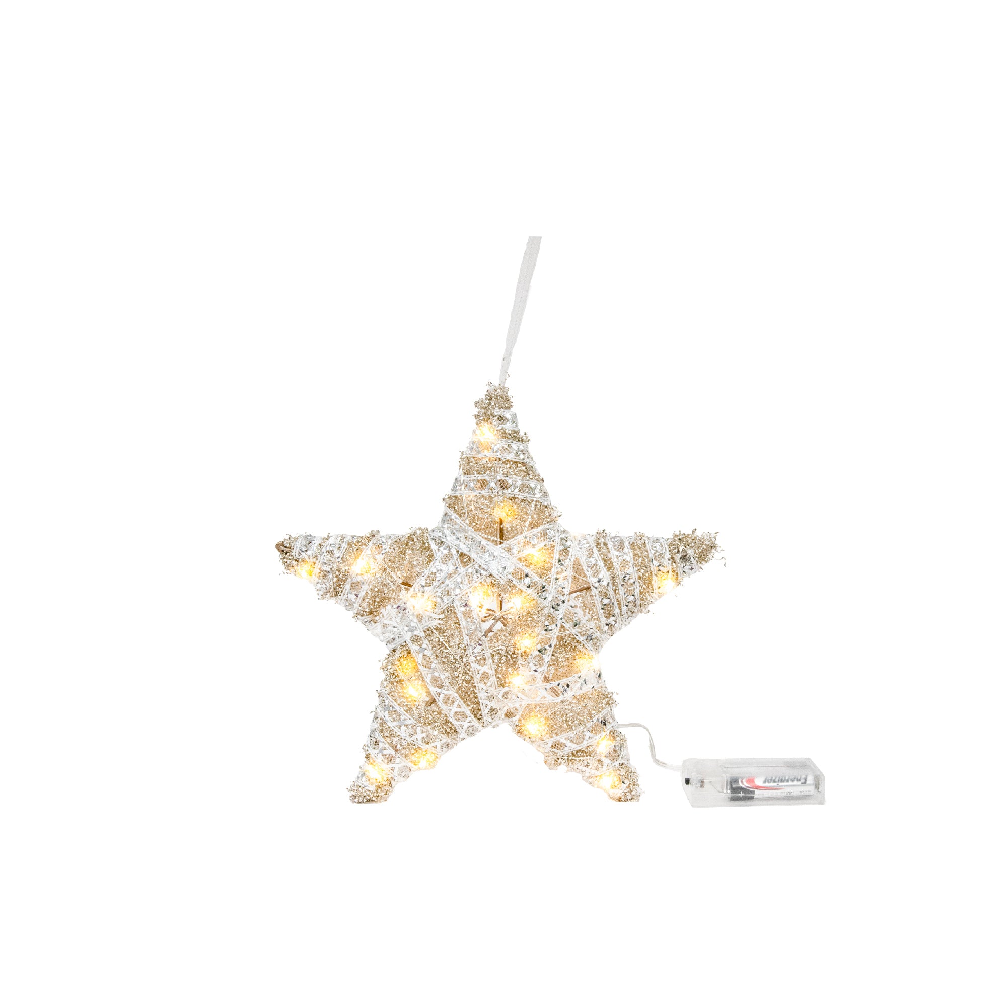 LED Silver Tinsel Star 10", Tinsel Decor, Holiday Decor