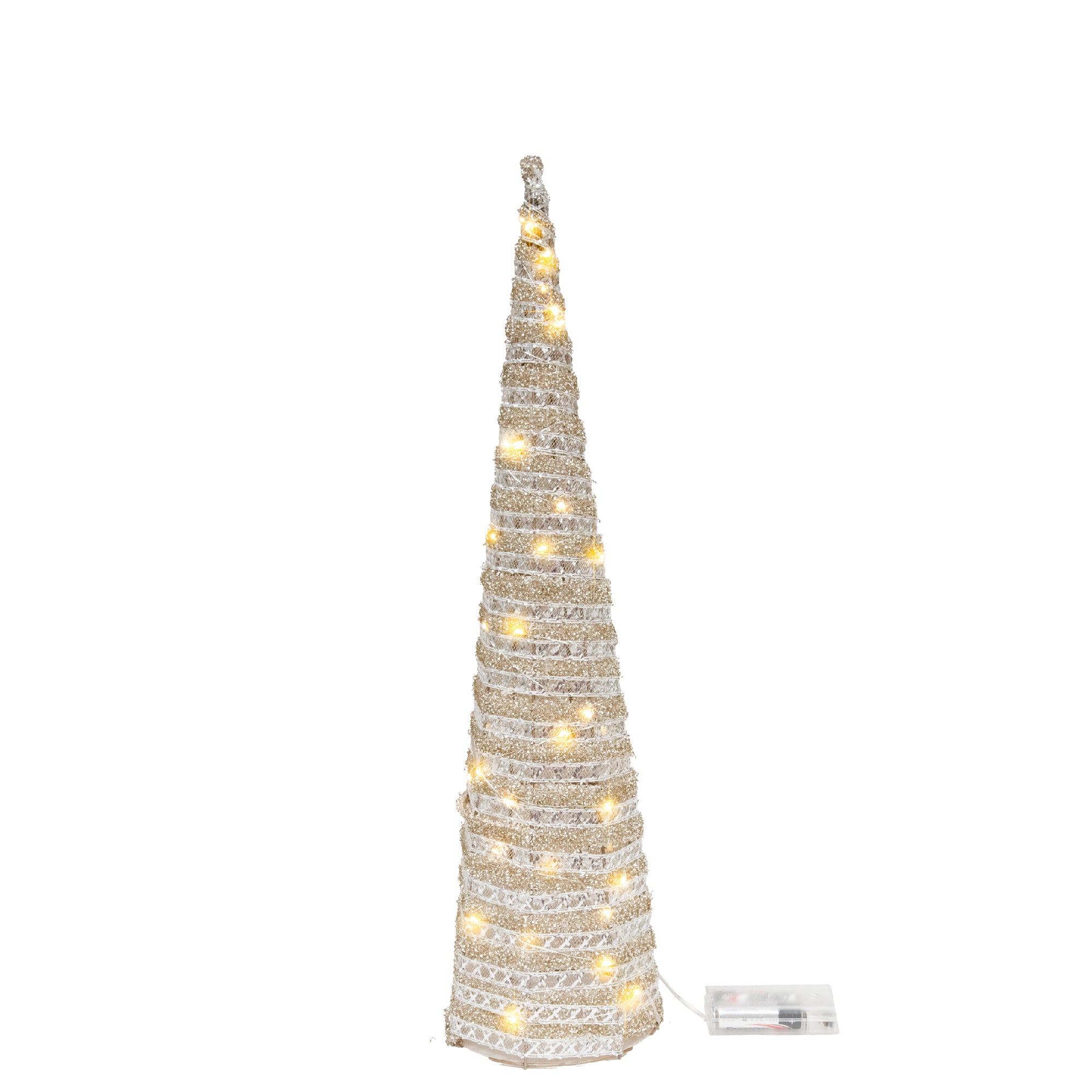 LED Silver Tinsel Cone Tree 23.6", Tinsel Decor, Holiday Decor