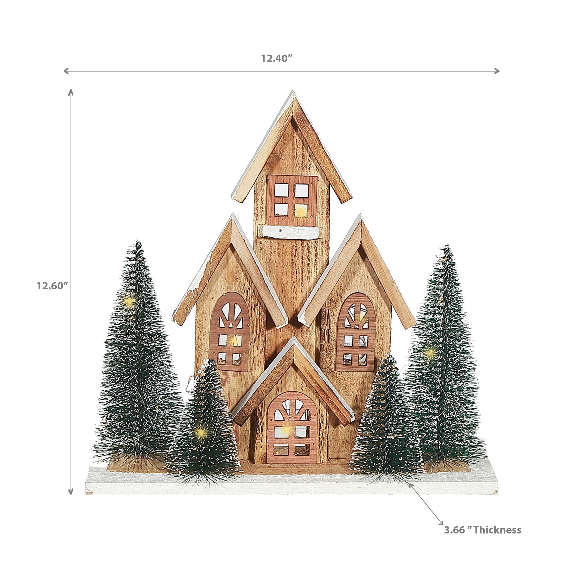 12.40" LED Wooden House Brown Christmas Decor – Holiday Accent
