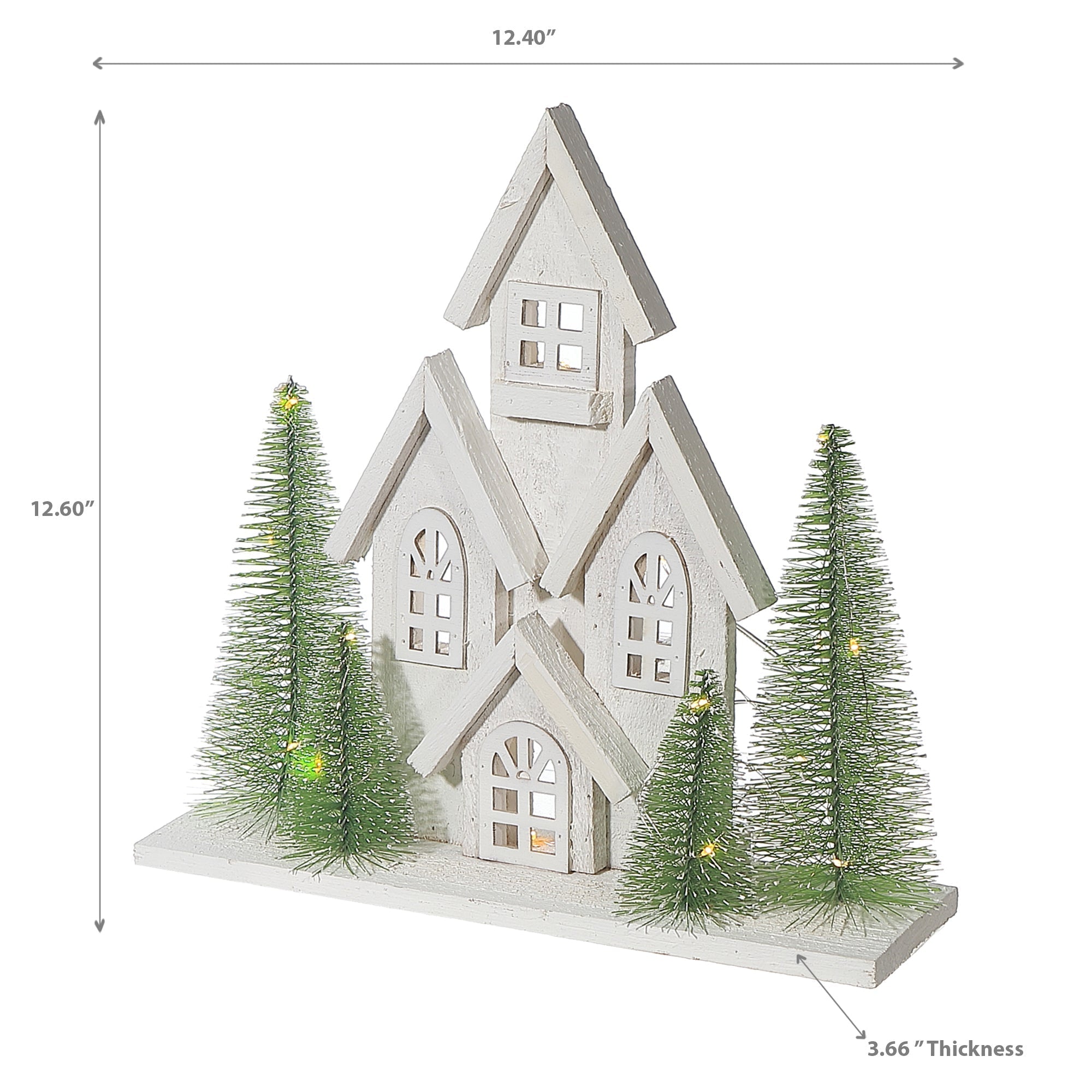 12.40" LED Wooden House White Christmas Decor – Holiday Accent