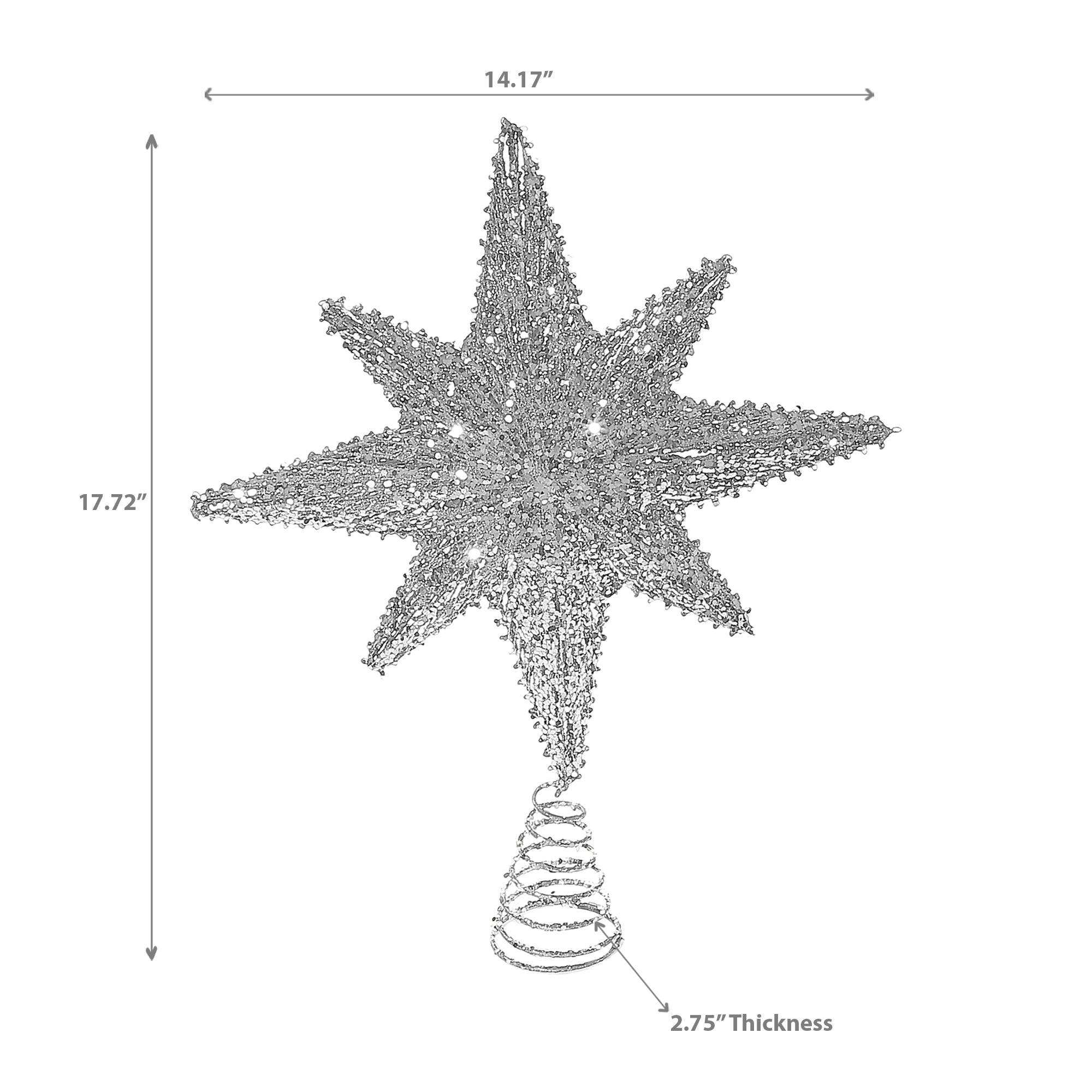Glitter Star Christmas Tree Topper, Holiday Tree Topper Decoration, Festive Christmas Tree Decor Large