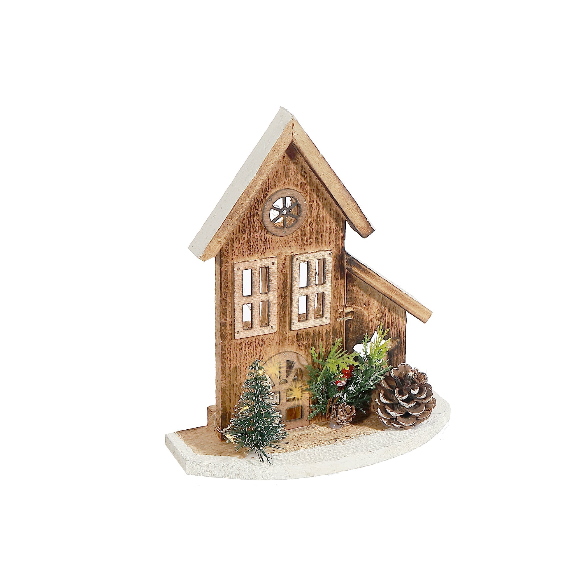 LED Natural Wooden House – Christmas Tabletop Decoration, Holiday Home Accent, Festive Winter Decor
