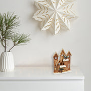LED Natural Wooden Star Townhouse – Christmas Tabletop Decoration, Holiday Home Accent, Festive Winter Decor