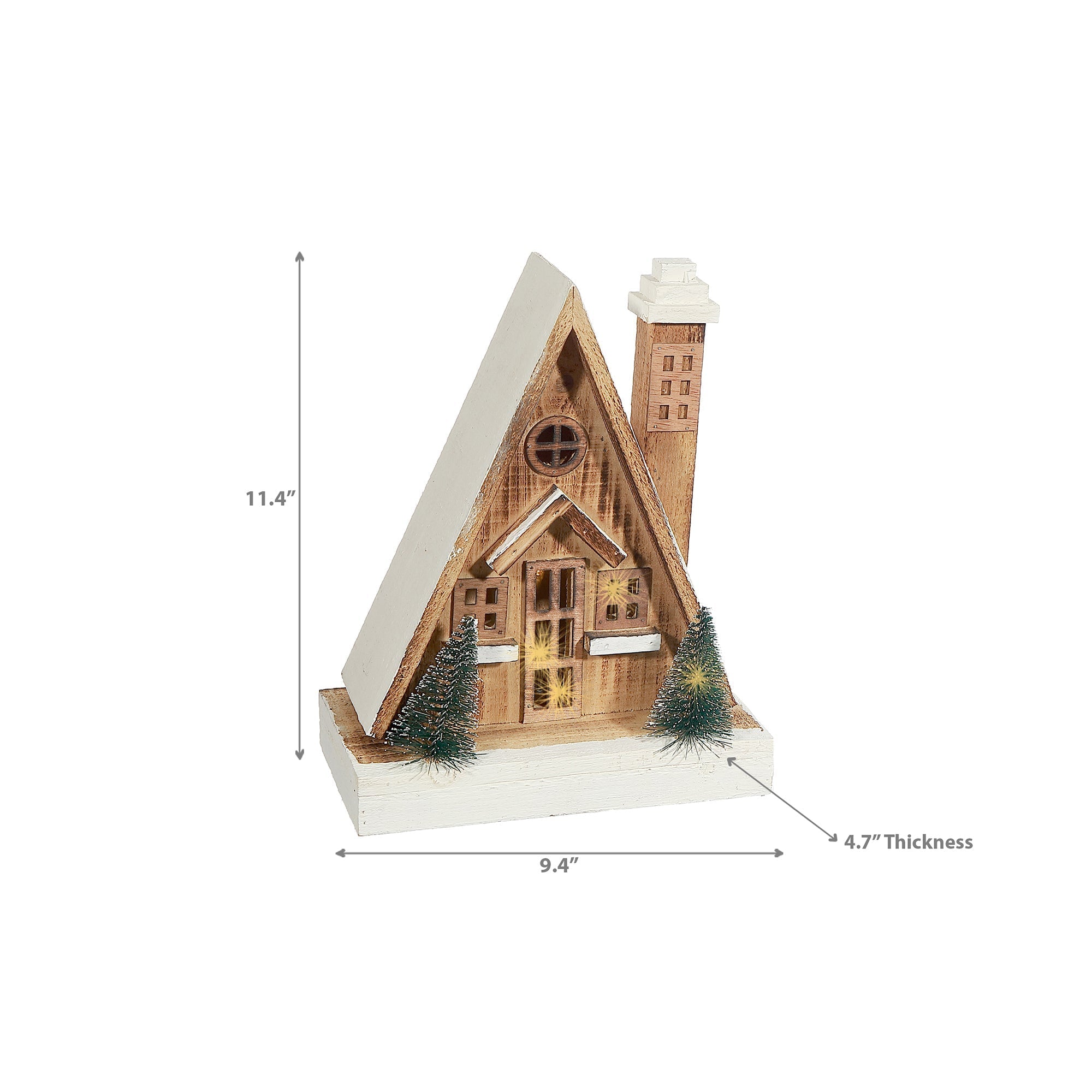 LED Natural Wooden Cabin – Christmas Tabletop Decoration, Holiday Home Accent, Festive Winter Decor