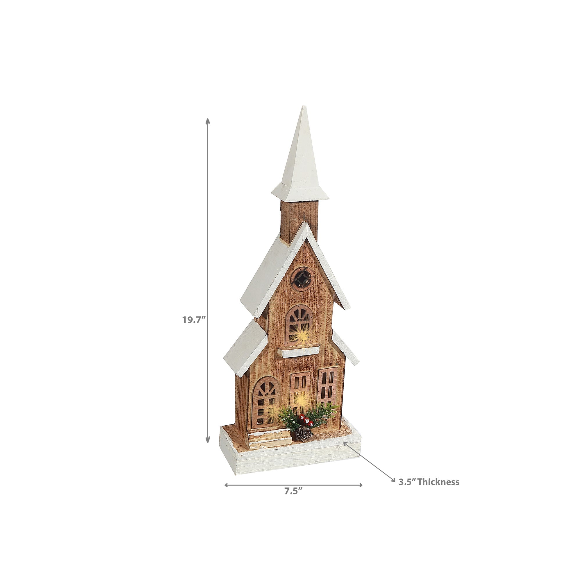 LED Natural Wooden Church – Christmas Tabletop Decoration, Holiday Home Accent, Festive Winter Decor