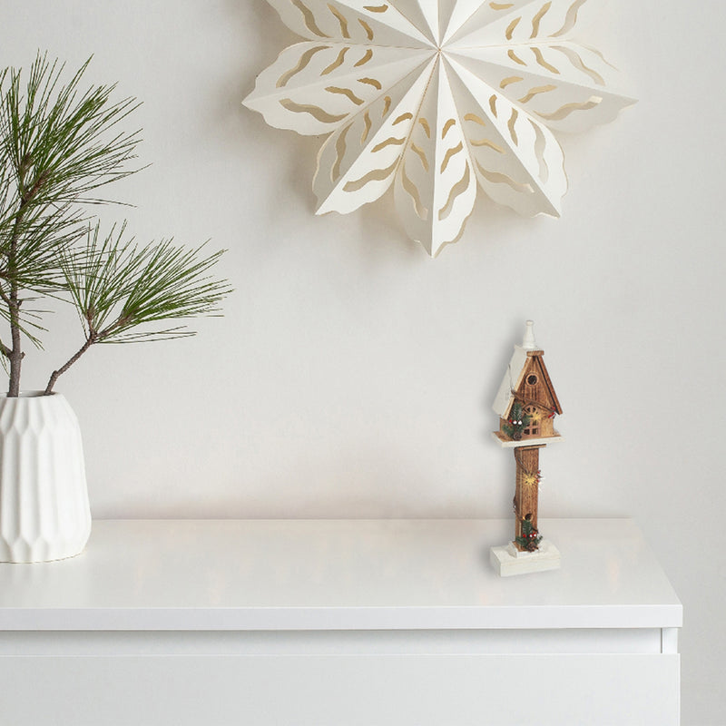 Led Natural Wooden Birdhouse Post