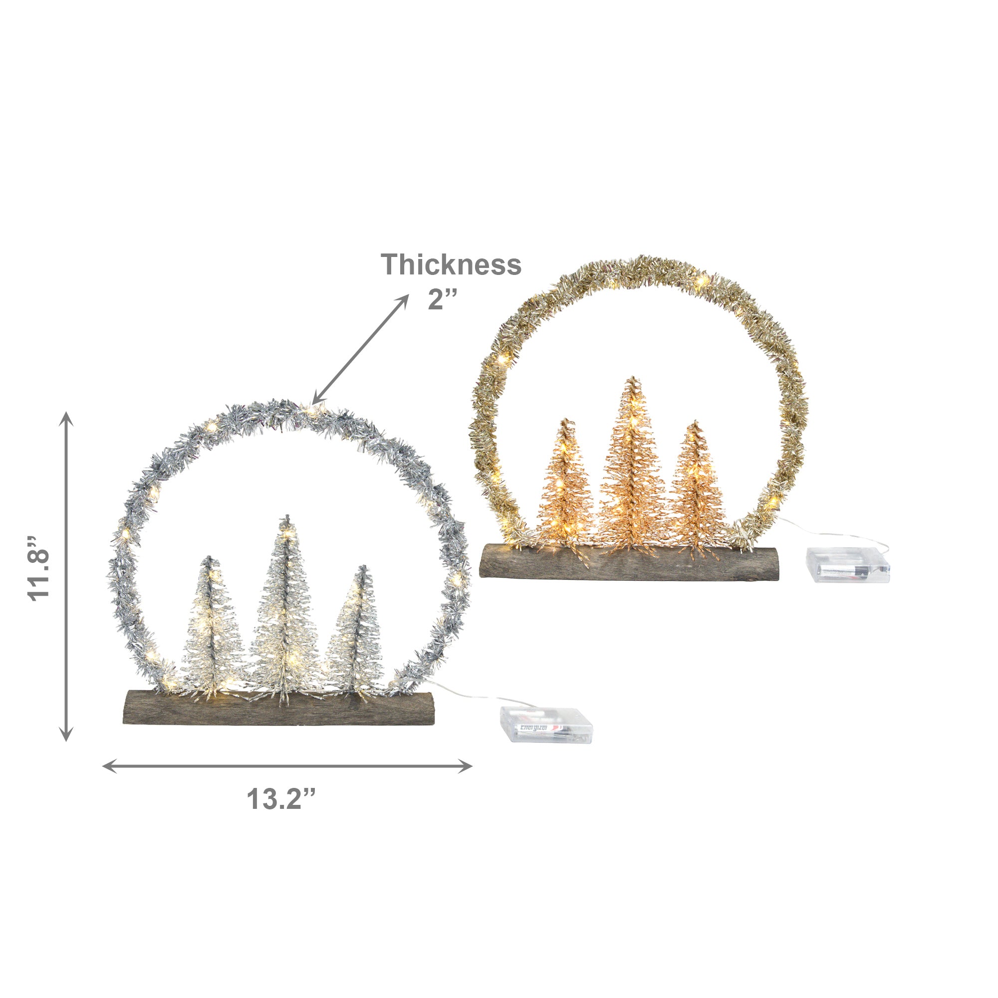 LED Tinsel Arch Tree Table Decor With Timer Assorted, Tinsel Decor, Holiday Decor