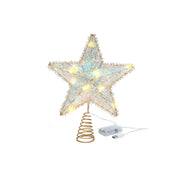 LED Iridescent Tinsel Tree Topper With Timer, Tinsel Decor, Holiday Decor