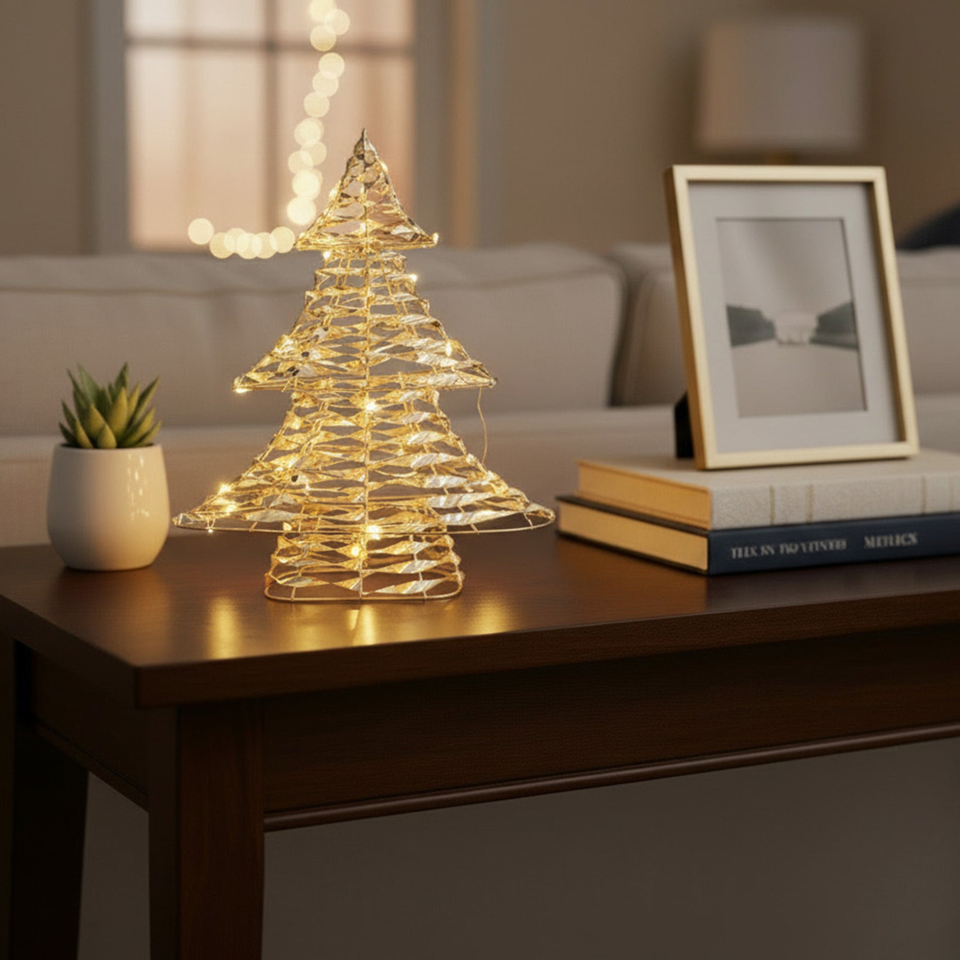 LED Gold Tinsel Christmas Tree With Timer, Christmas, Tinsel Decor, Holiday Decor