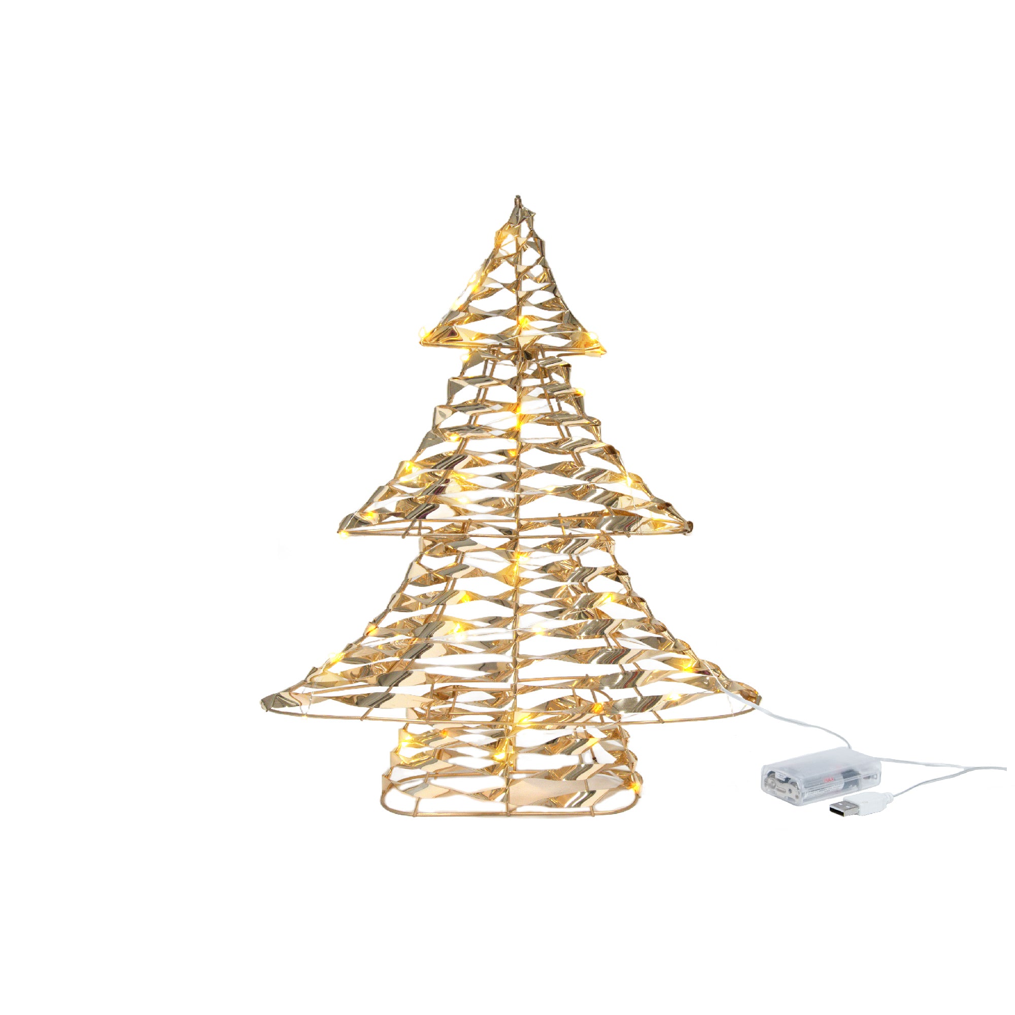 LED Gold Tinsel Christmas Tree With Timer, Christmas, Tinsel Decor, Holiday Decor