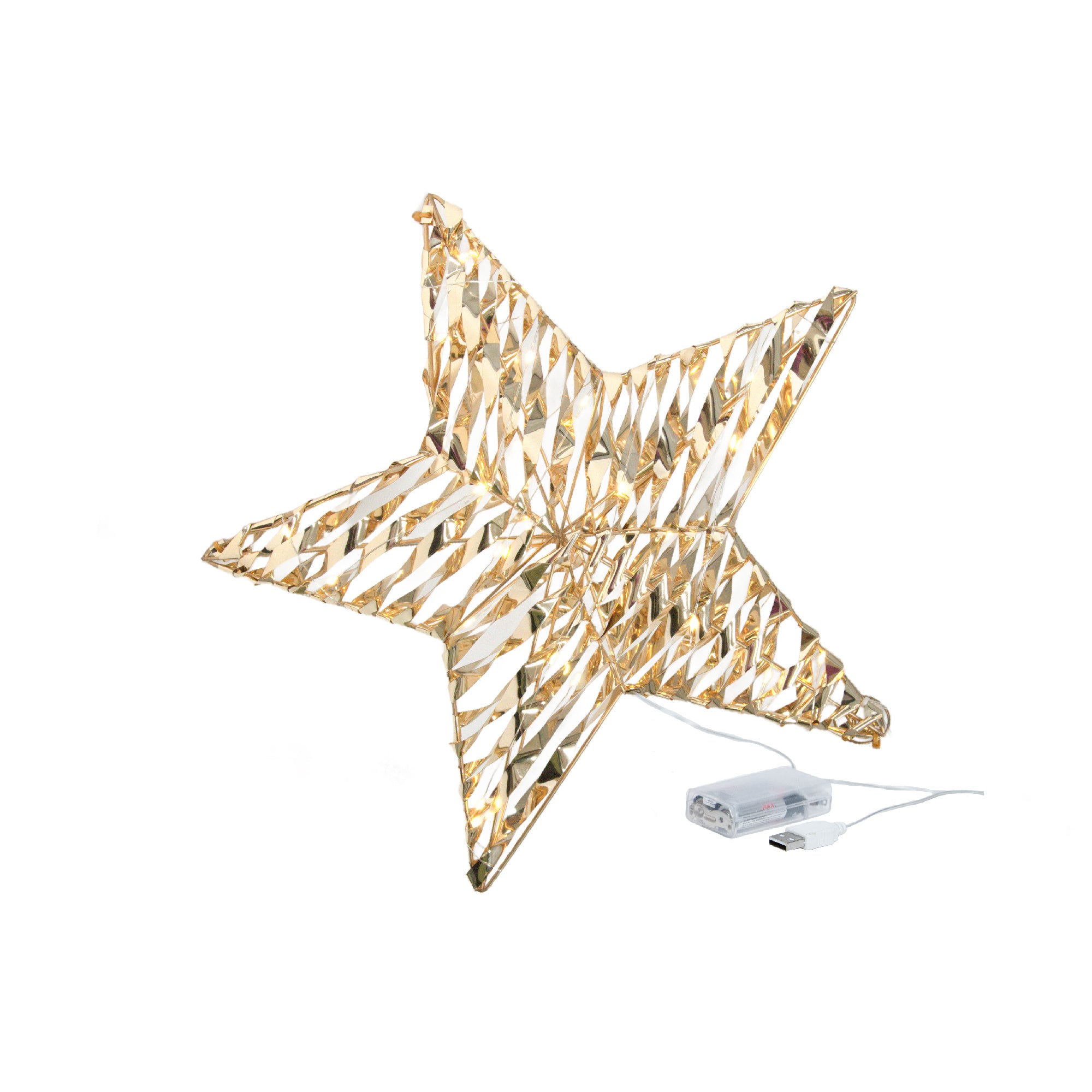 LED Gold Tinsel Star With Timer, Tinsel Decor, Holiday Decor