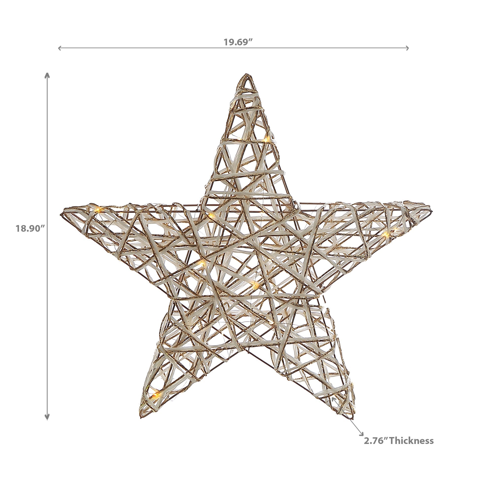Large LED White & Gold Paper Star 18.90" – Christmas Holiday Decoration