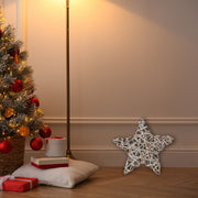 Medium LED White & Gold Paper Star 15.35" – Christmas Holiday Decoration