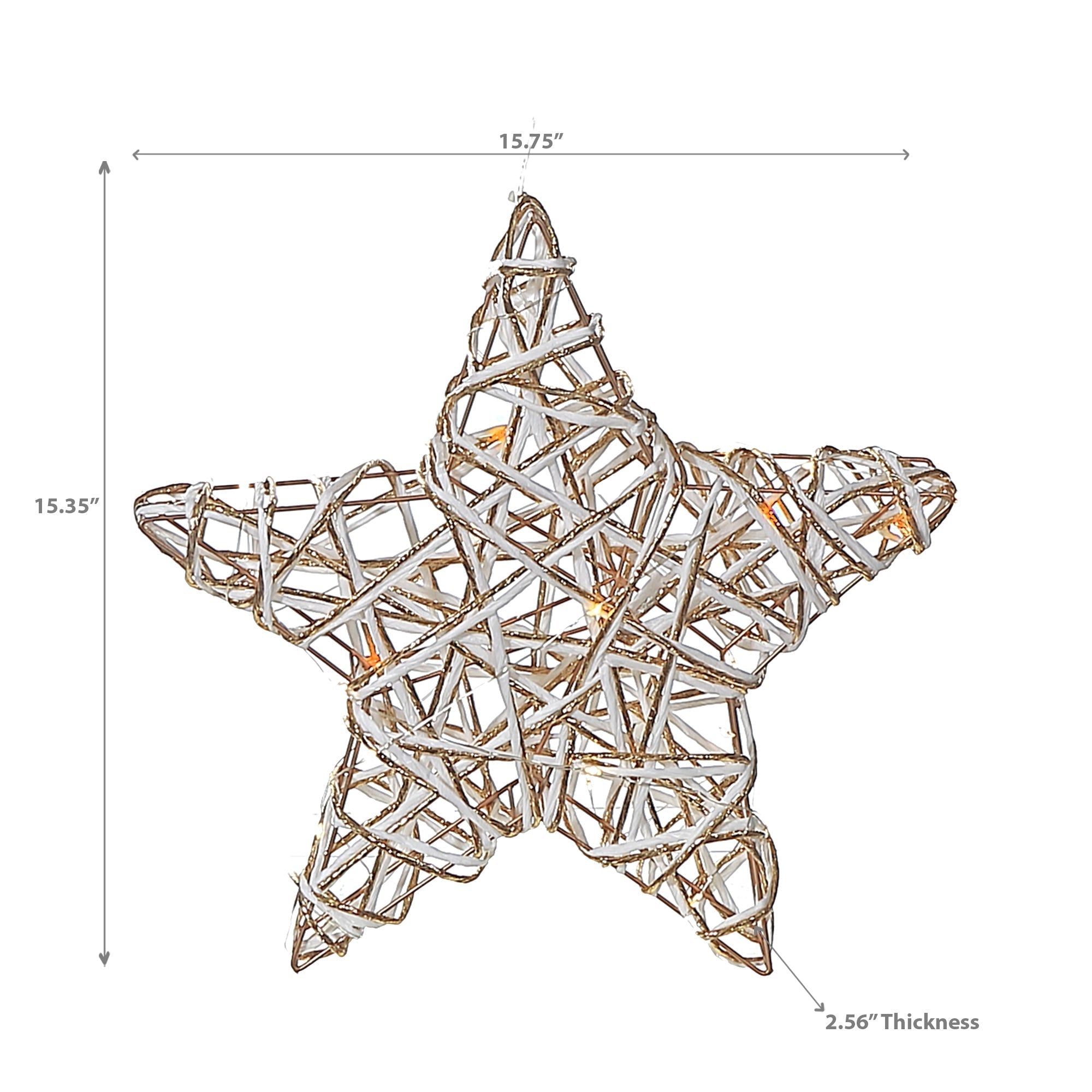 Medium LED White & Gold Paper Star 15.35" – Christmas Holiday Decoration