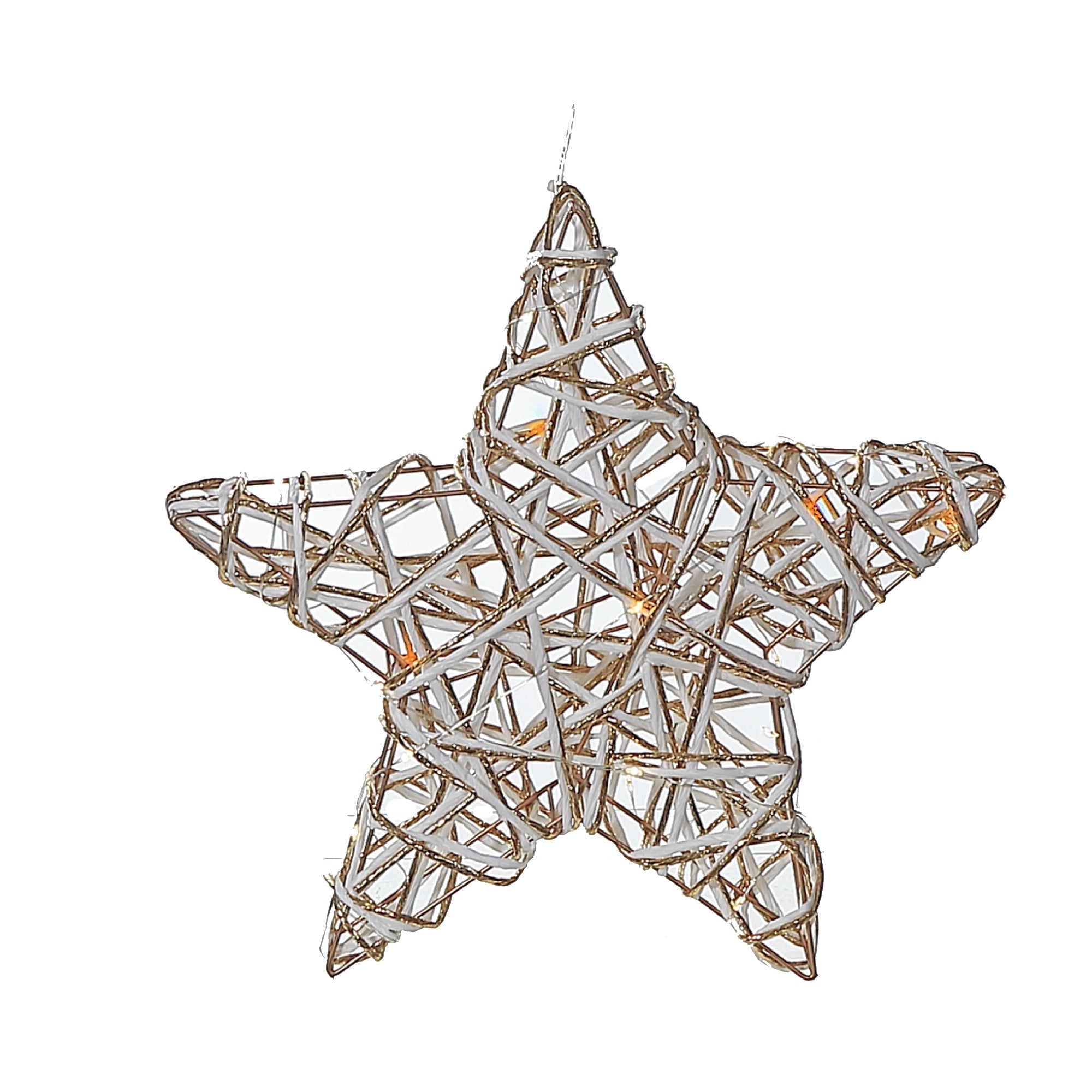 Medium LED White & Gold Paper Star 15.35" – Christmas Holiday Decoration