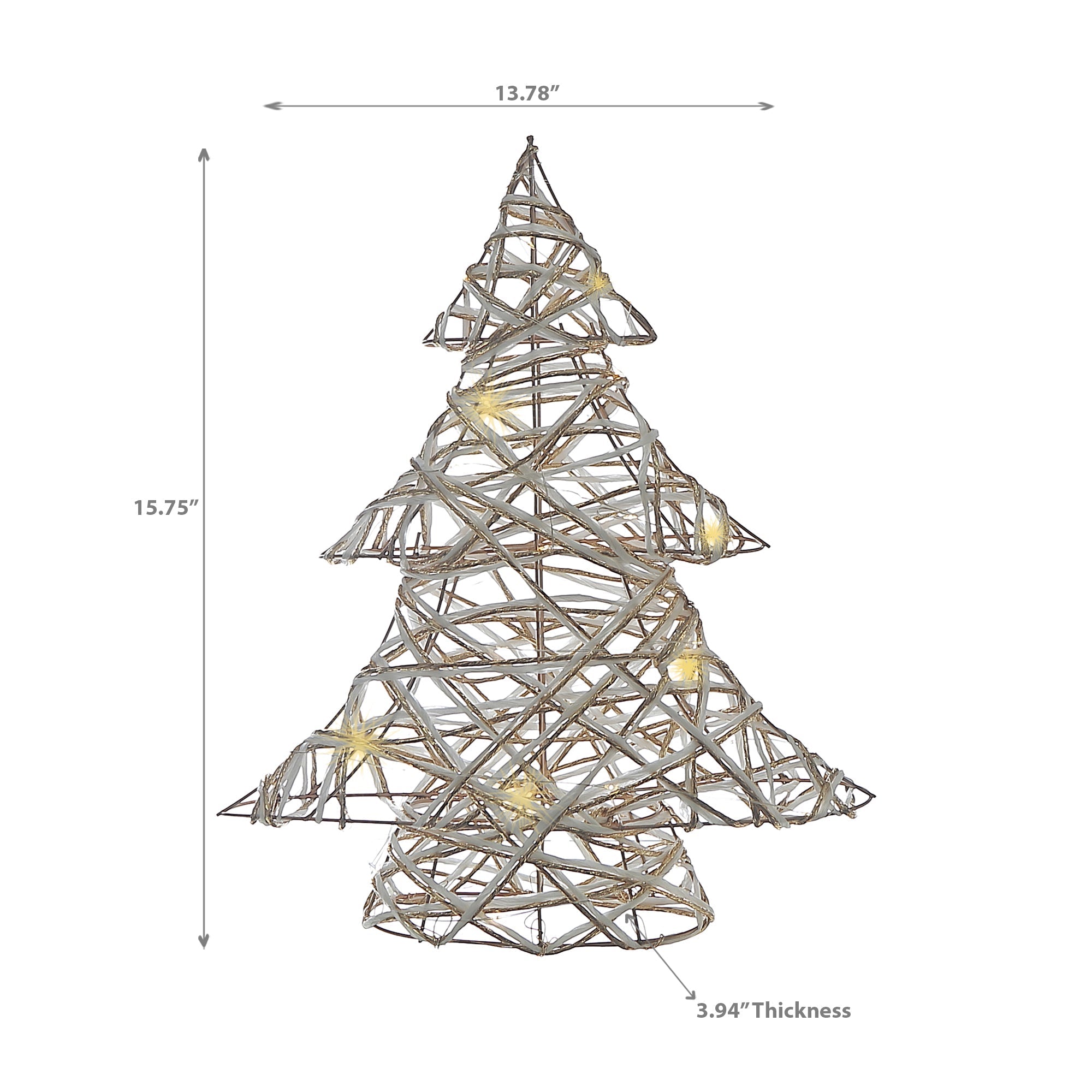 Small LED White & Gold Paper Christmas Tree 15.75" – Holiday Decor