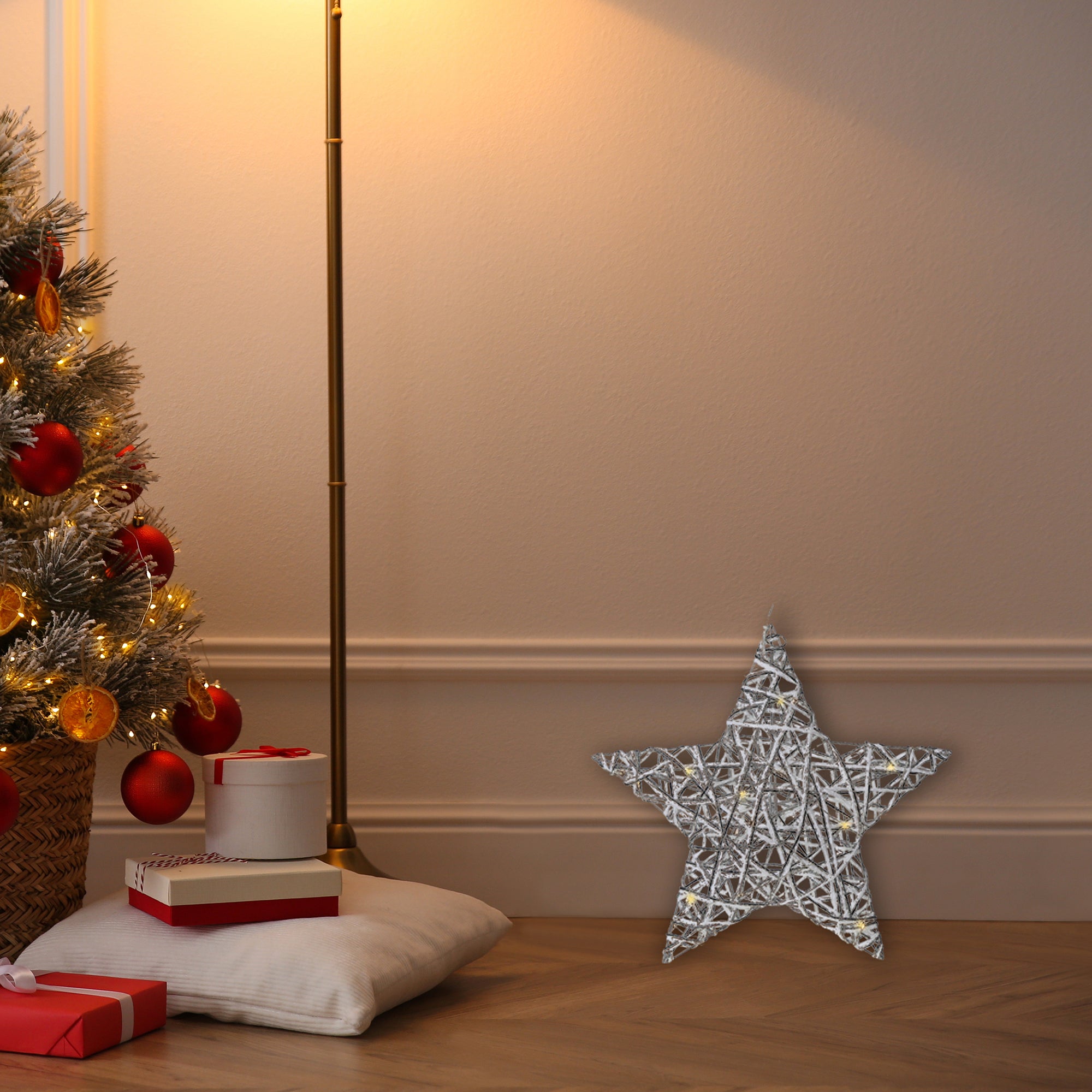 Large LED White & Silver Paper Star 15.35" – Holiday Christmas Decoration