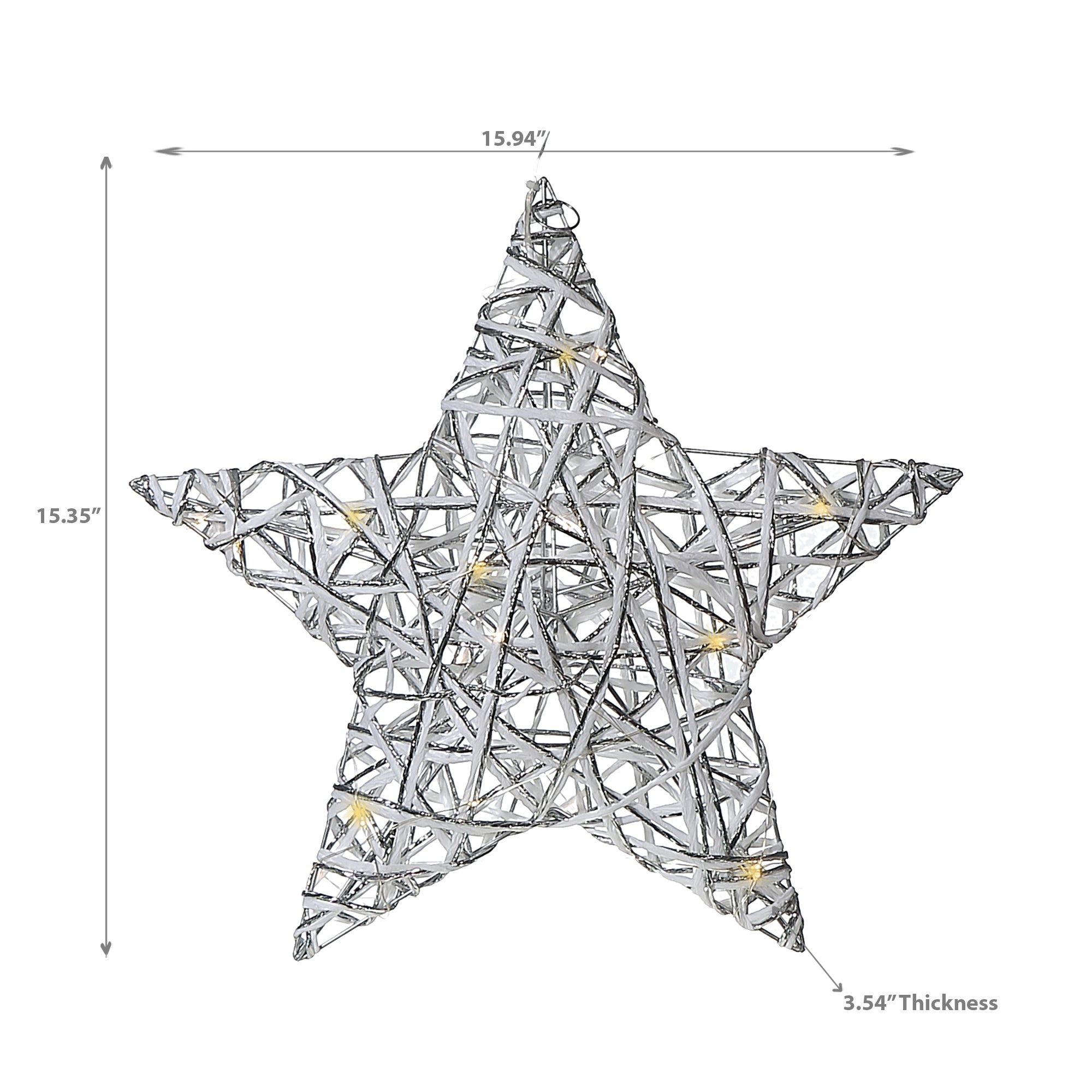 Large LED White & Silver Paper Star 15.35" – Holiday Christmas Decoration