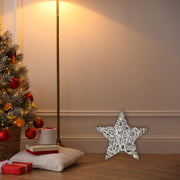 Small LED White & Silver Paper Star 11.42" – Holiday Christmas Decoration