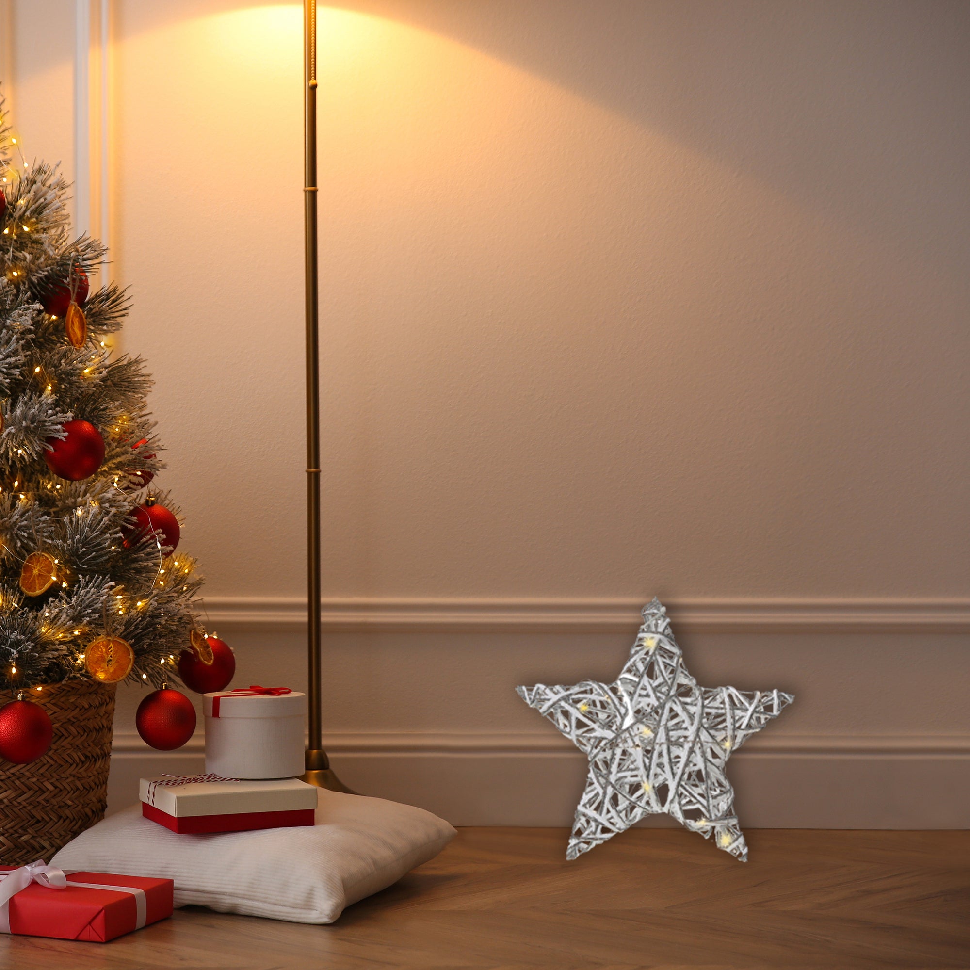 Small LED White & Silver Paper Star 11.42" – Holiday Christmas Decoration