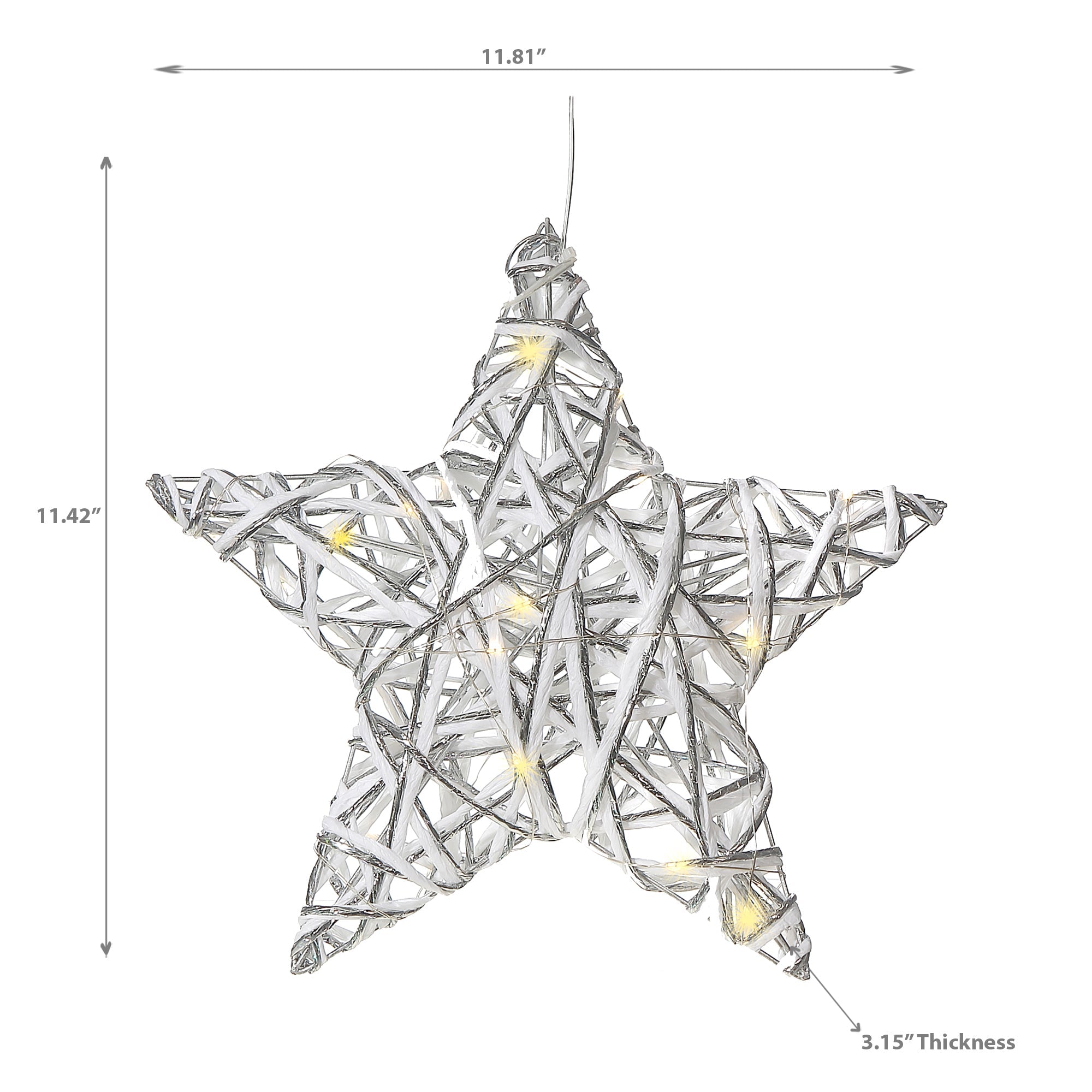 Small LED White & Silver Paper Star 11.42" – Holiday Christmas Decoration