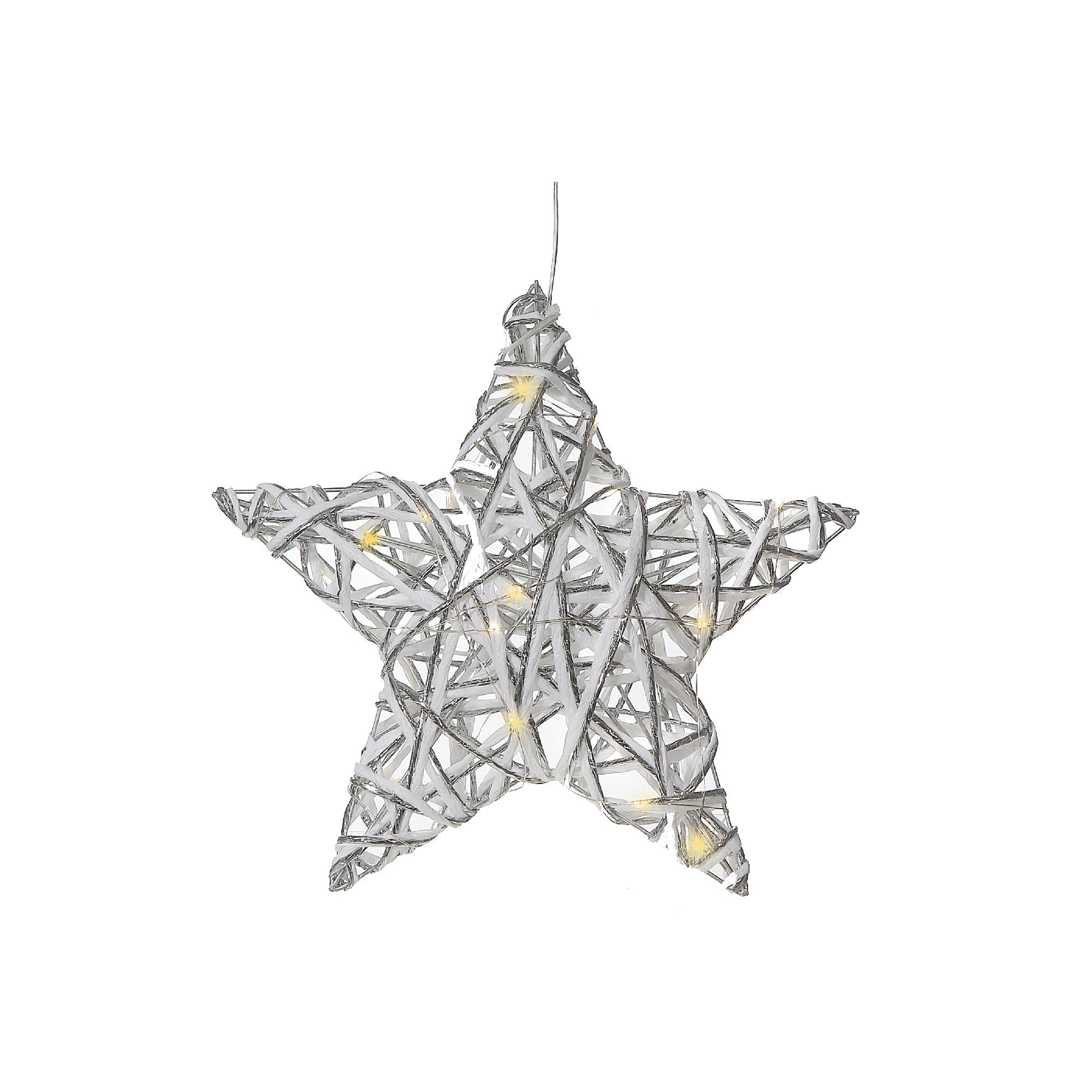 Small LED White & Silver Paper Star 11.42" – Holiday Christmas Decoration
