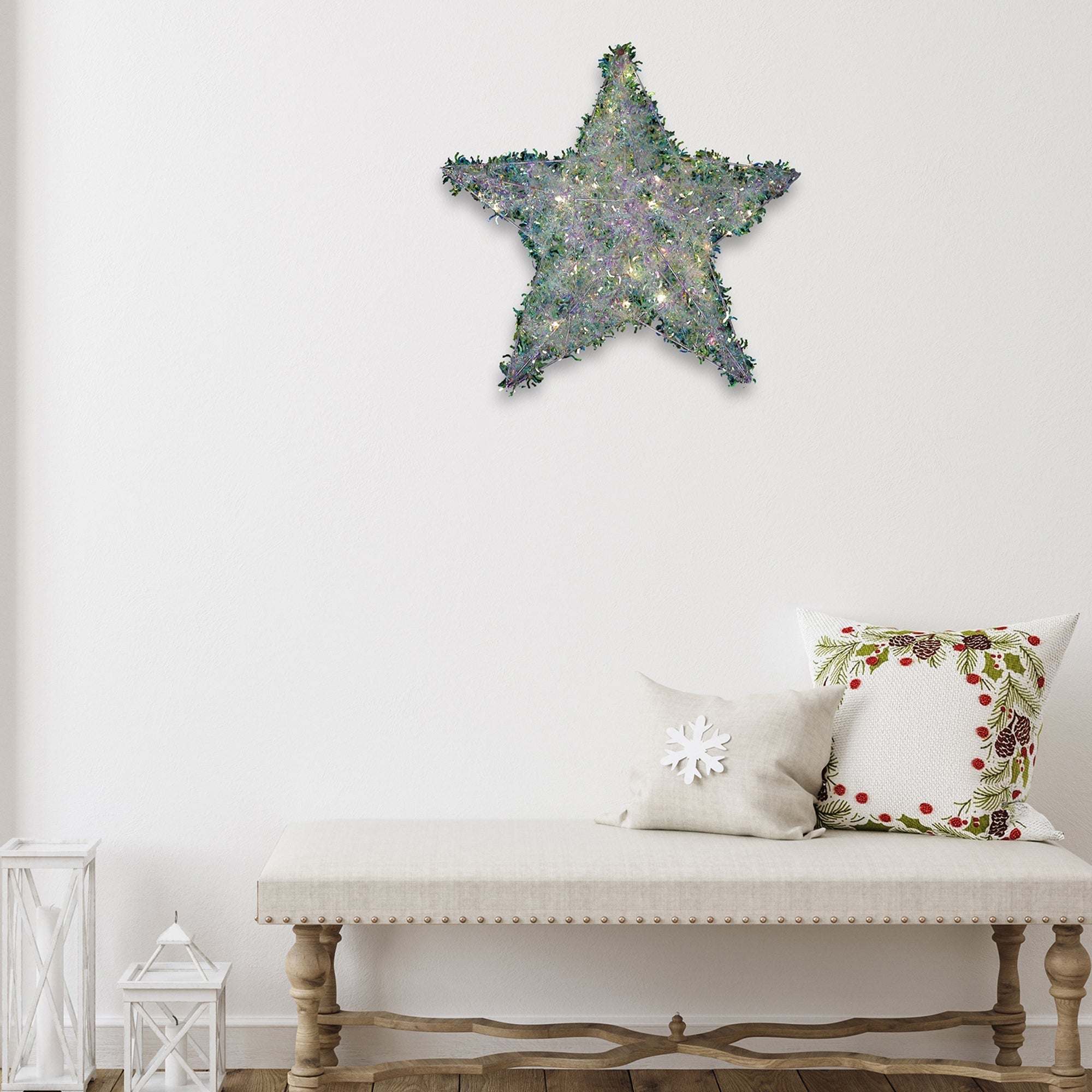 Large LED Whimsical Star Christmas Decoration, Holiday Tree Topper or Hanging Ornament, 19.7 Inch