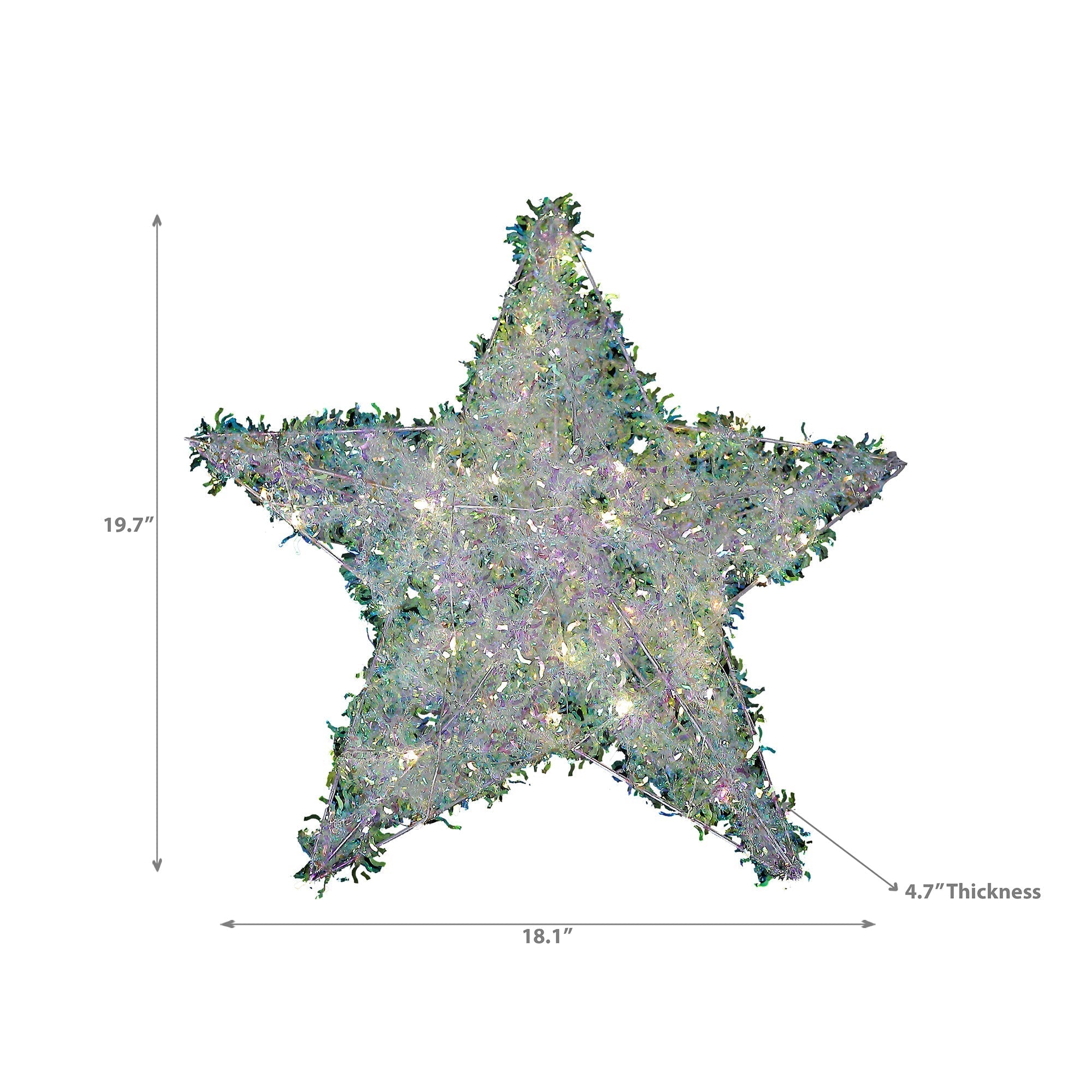Large LED Whimsical Star Christmas Decoration, Holiday Tree Topper or Hanging Ornament, 19.7 Inch