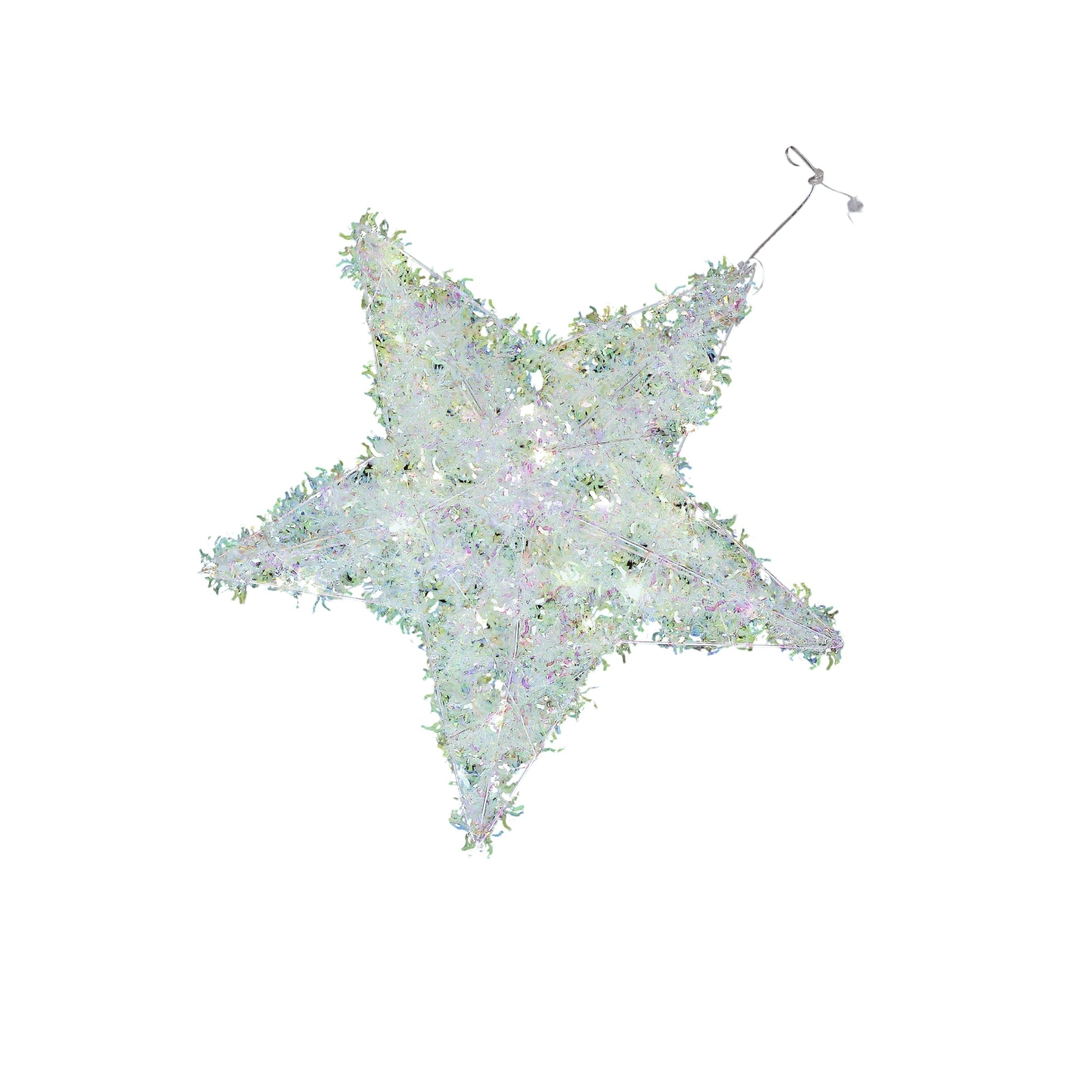 Small LED Whimsical Star Christmas Decoration, Holiday Tree Topper or Hanging Ornament, 15.7 Inch