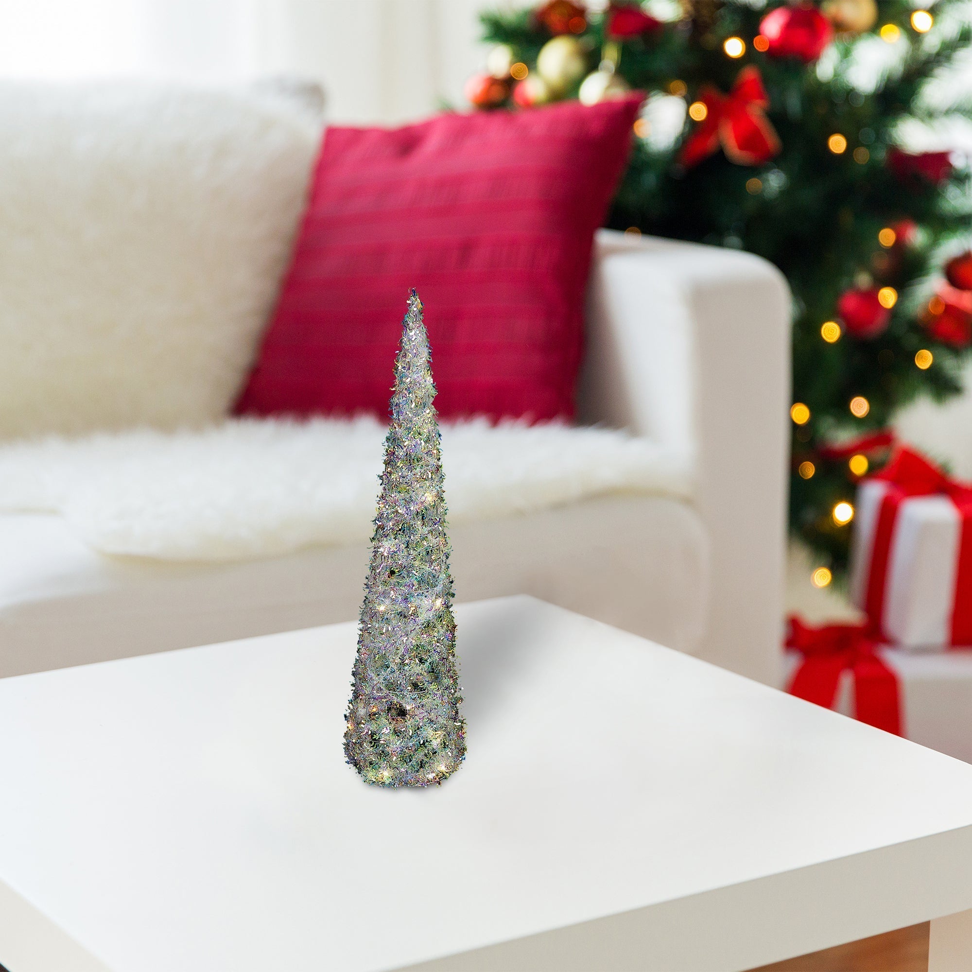 LED Whimsical Cone Tree Large 31.5" – Christmas Tabletop Decoration, Holiday Accent, Illuminated Winter Decor
