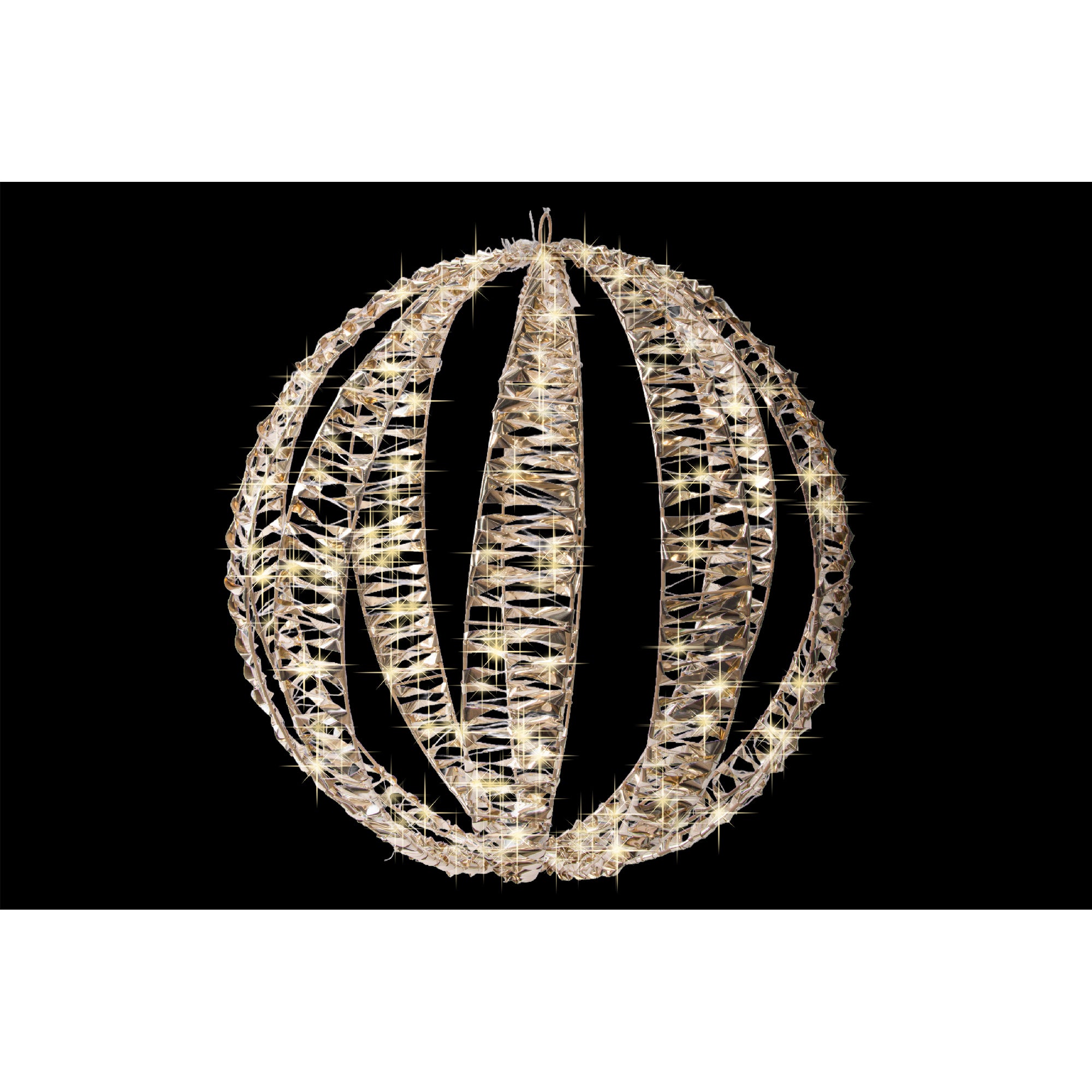LED Lighted Gold Ball Decor Small 600 Light With Timer, Holiday Decor